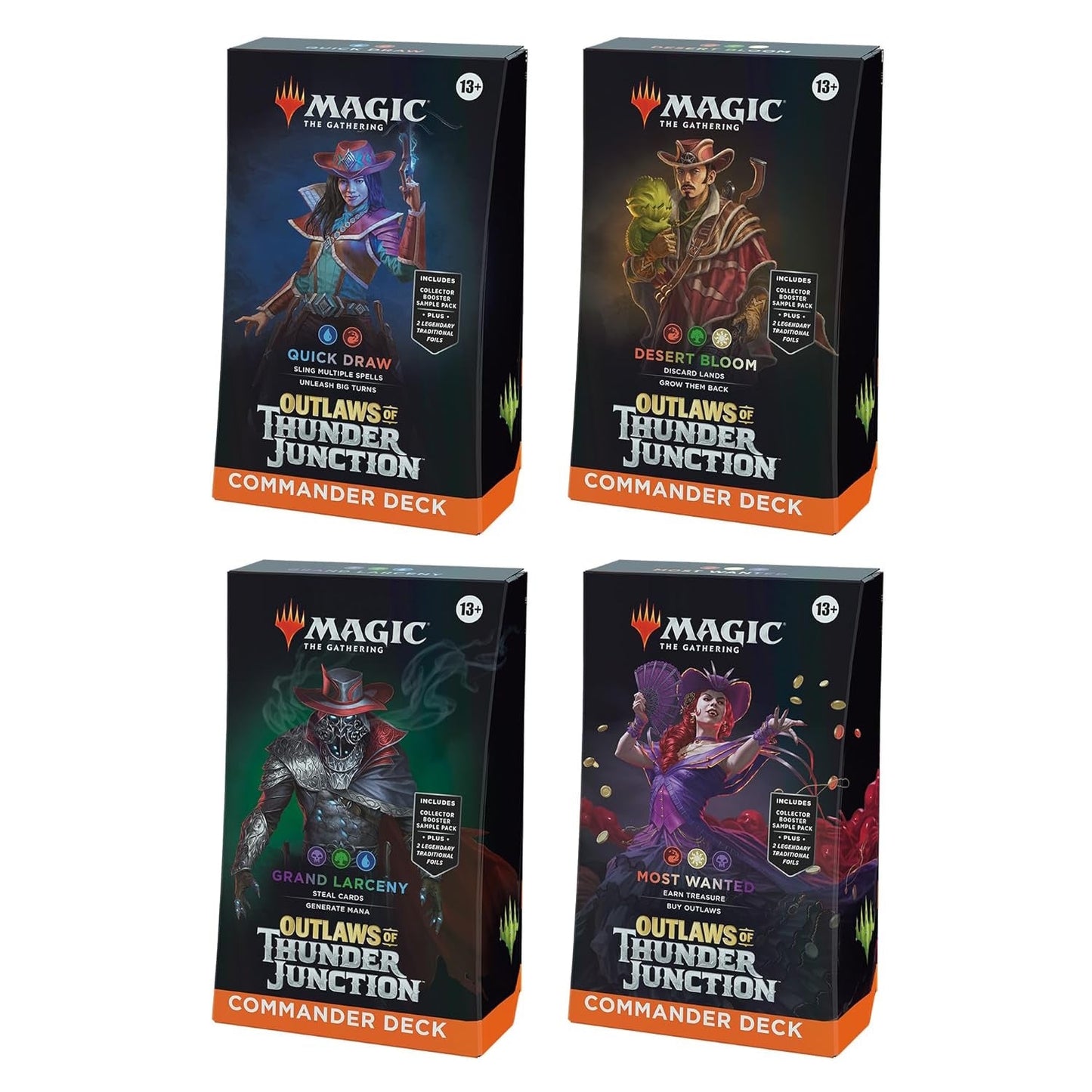 Magic: The Gathering TCG: Outlaws of Thunder Junction Commander Deck Bundle (All 4 Decks)